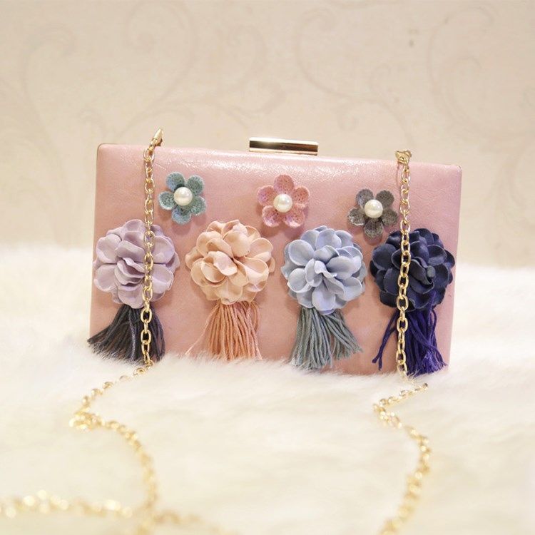 Blommig Pärlor Rhinestone Dekoration Clutch