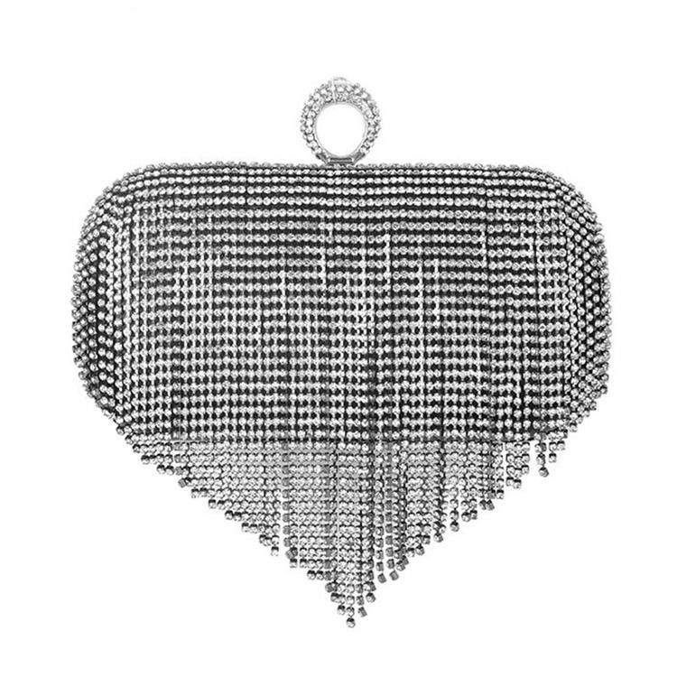 Fringe Rhinestone Mångsidiga Rektangulära Kopplingar Och Kvällsväskor