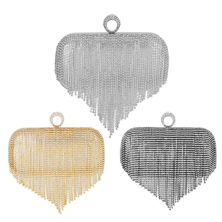 Fringe Rhinestone Mångsidiga Rektangulära Kopplingar Och Kvällsväskor
