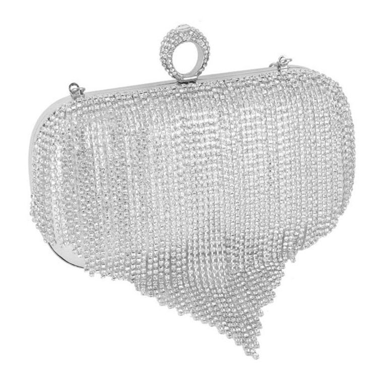 Fringe Rhinestone Mångsidiga Rektangulära Kopplingar Och Kvällsväskor