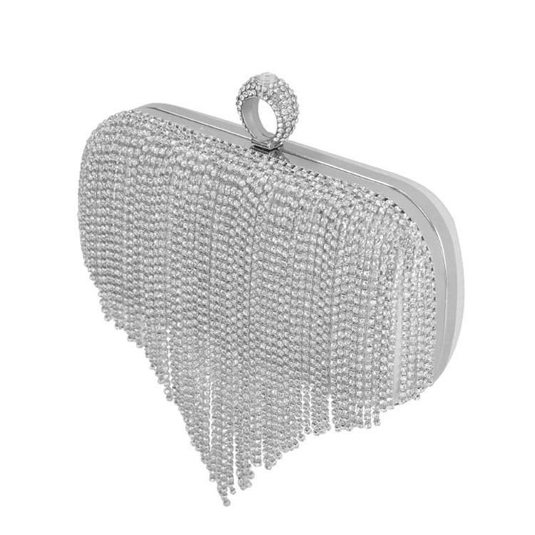 Fringe Rhinestone Mångsidiga Rektangulära Kopplingar Och Kvällsväskor