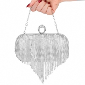 Fringe Rhinestone Mångsidiga Rektangulära Kopplingar Och Kvällsväskor