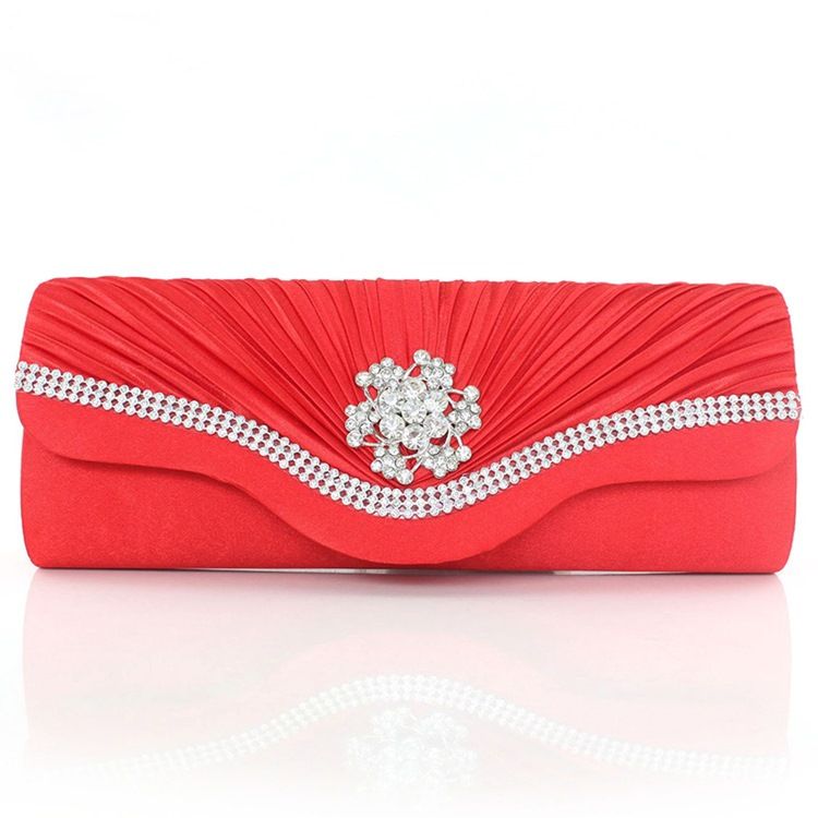 Ladylike Rhinestone Lily Skrynkla Dekorerad Kväll Clutch