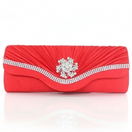 Ladylike Rhinestone Lily Skrynkla Dekorerad Kväll Clutch