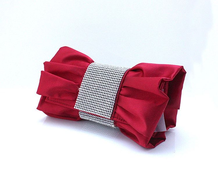 Lovely Red With Rhinestones Evening Handbag Clutch