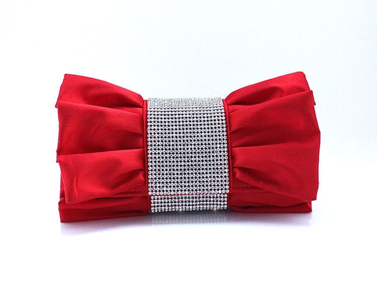 Lovely Red With Rhinestones Evening Handbag Clutch