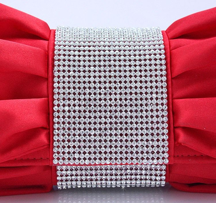 Lovely Red With Rhinestones Evening Handbag Clutch