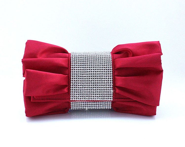 Lovely Red With Rhinestones Evening Handbag Clutch