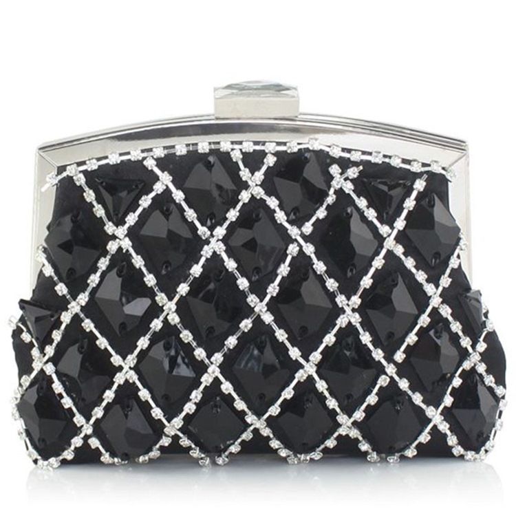 Noble Geometrisk Pläd Strass Kväll Clutch