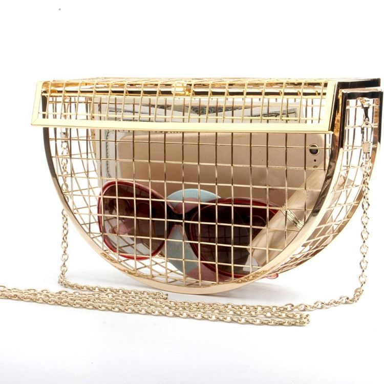 Plain Chain Sadel Hollow Crossbody-Väskor