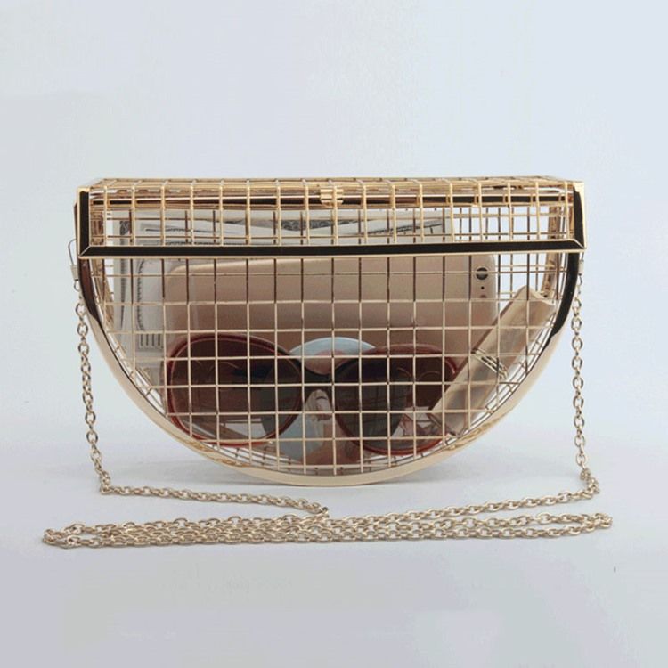 Plain Chain Sadel Hollow Crossbody-Väskor