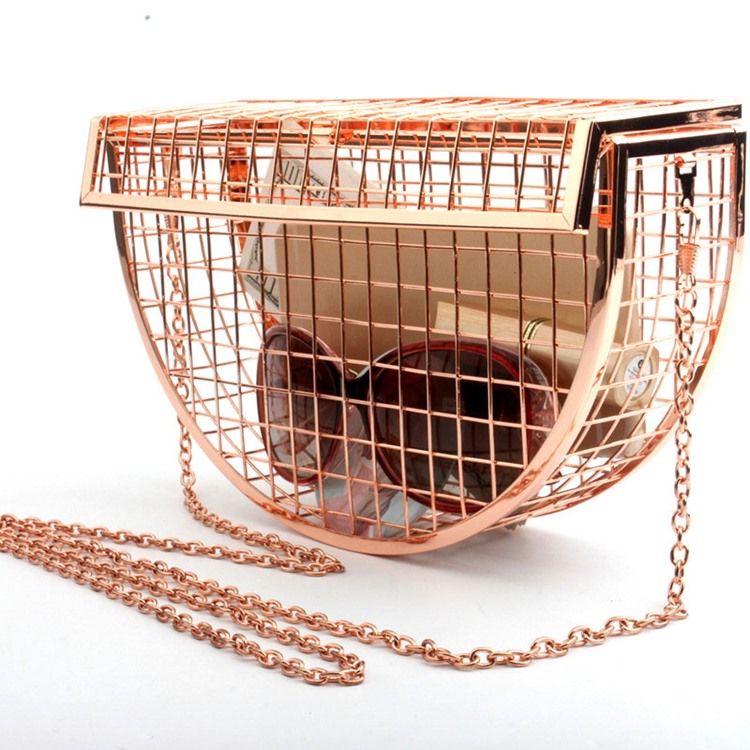 Plain Chain Sadel Hollow Crossbody-Väskor