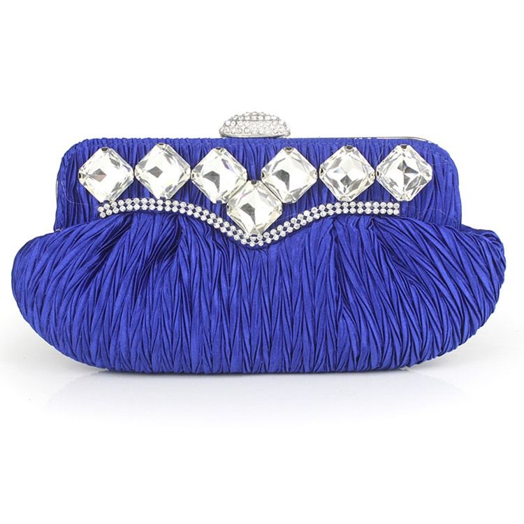 Plisserad Rhinestone Prydnad Kvällskoppling