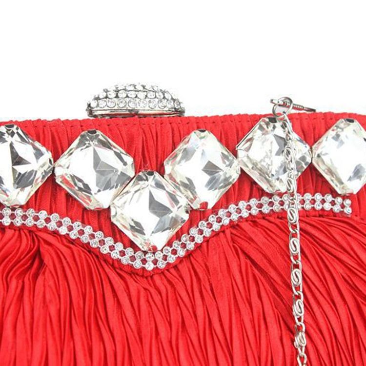 Plisserad Rhinestone Prydnad Kvällskoppling