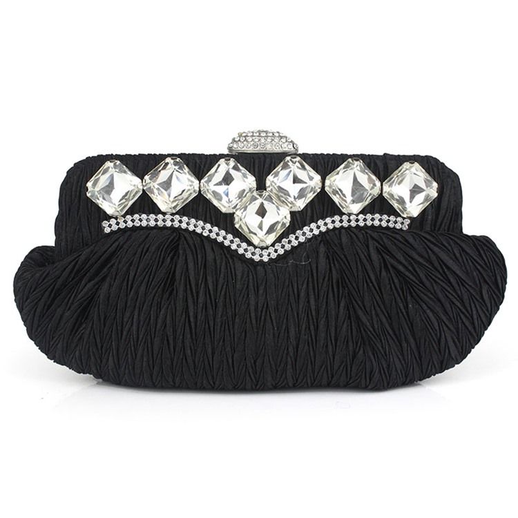 Plisserad Rhinestone Prydnad Kvällskoppling