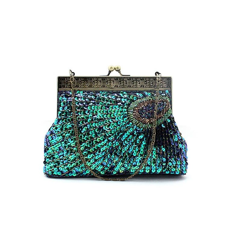 Vintage Peacock Mönster Dam Clutch
