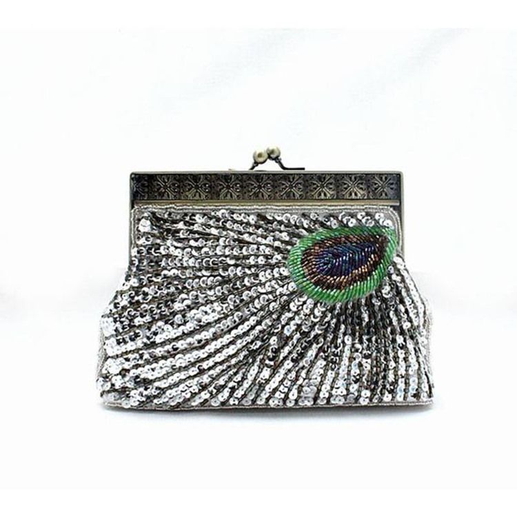 Vintage Peacock Mönster Dam Clutch