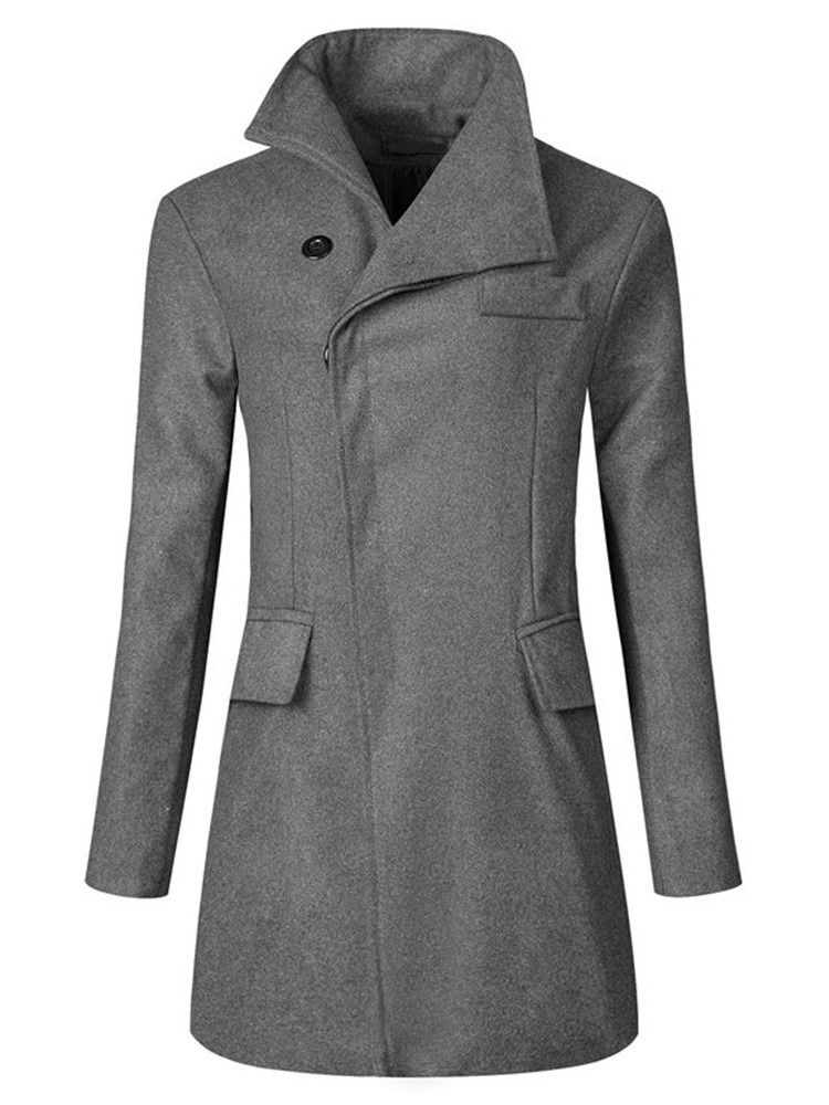 Casual Lapel Vanlig Mellanlång Vinter Slim Coat