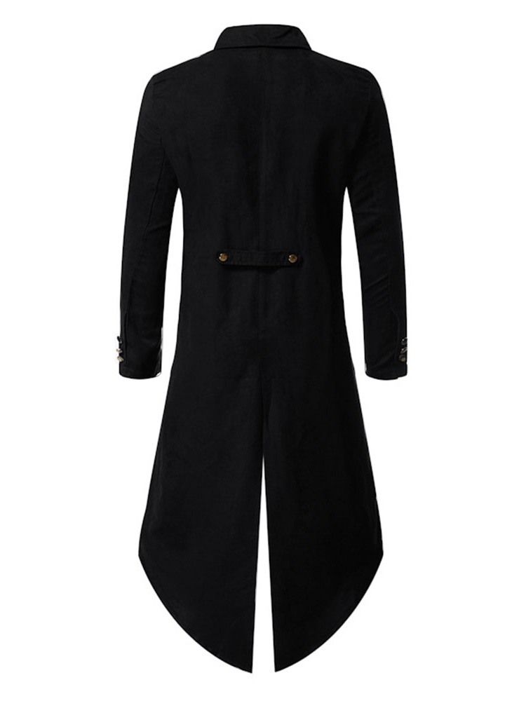 Knapp Lång Slät Enkel Trenchcoat För Män