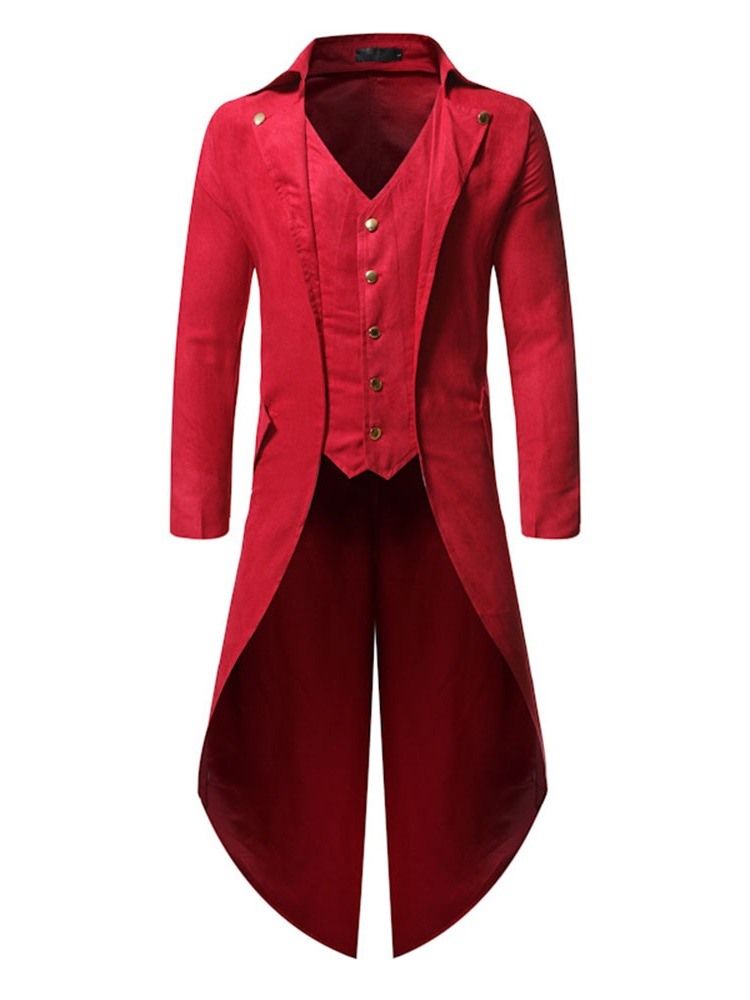 Knapp Lång Slät Enkel Trenchcoat För Män