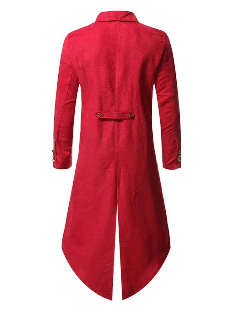 Knapp Lång Slät Enkel Trenchcoat För Män