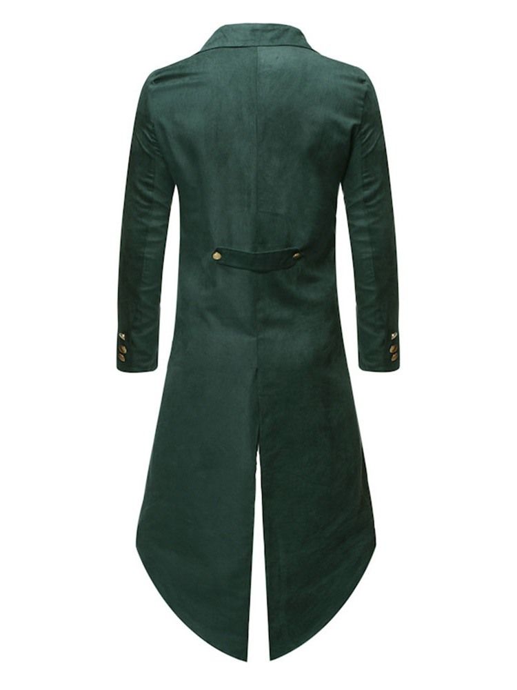 Knapp Lång Slät Enkel Trenchcoat För Män