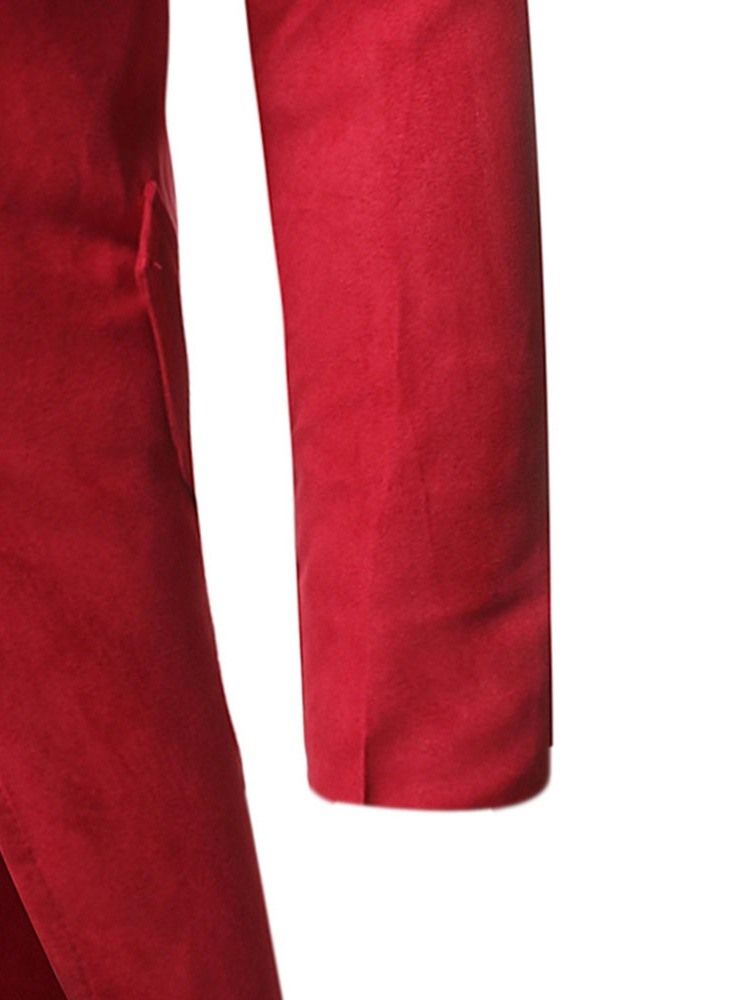 Knapp Lång Slät Enkel Trenchcoat För Män