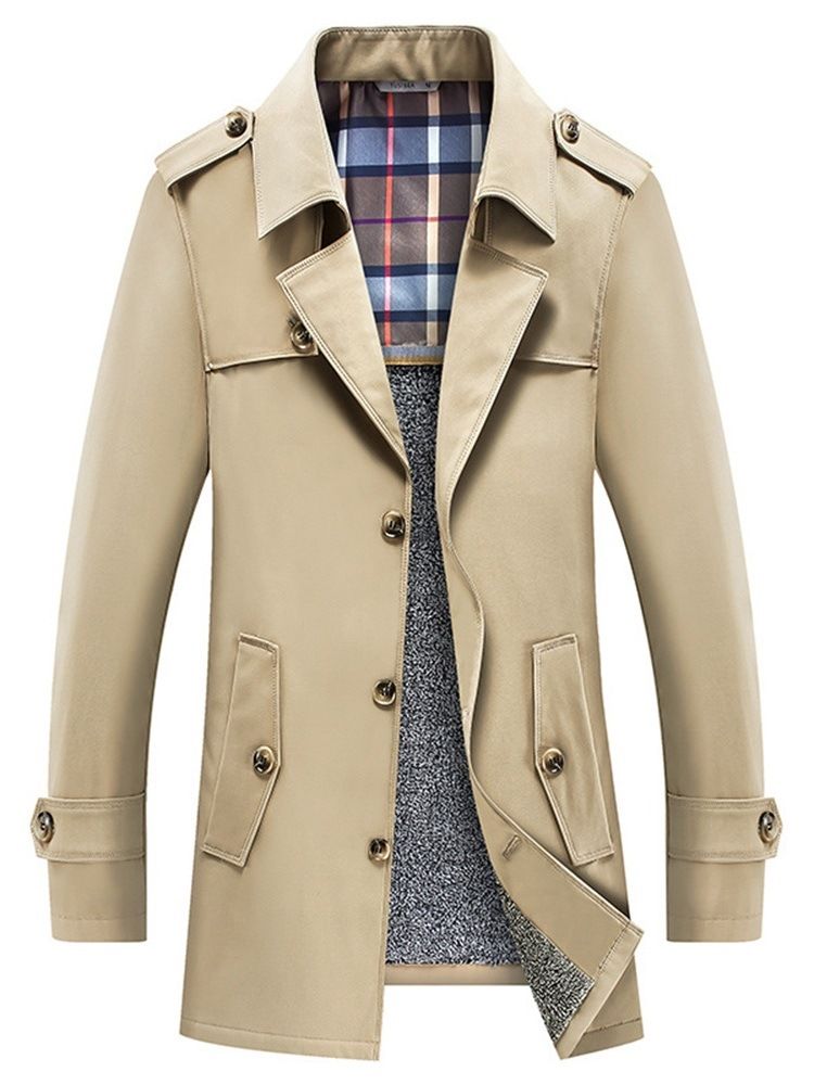 Knapp Standard Vanlig Tunn Slim Trench Coat