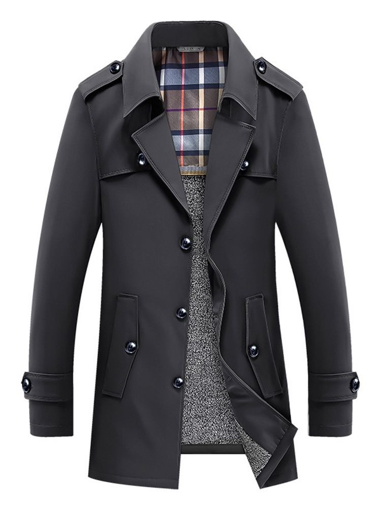 Knapp Standard Vanlig Tunn Slim Trench Coat