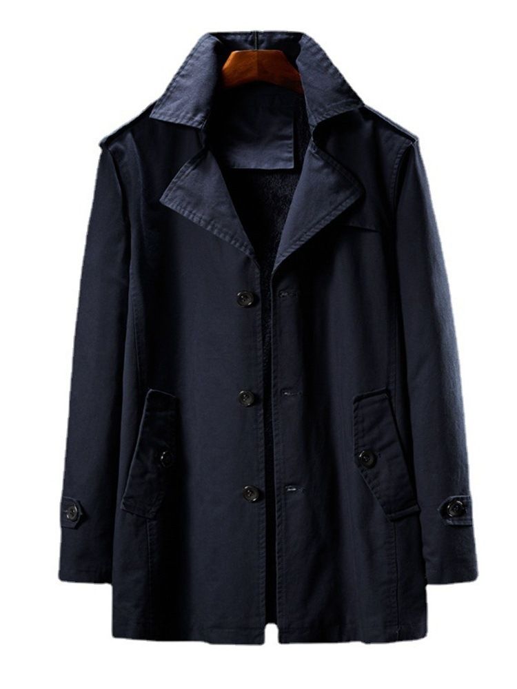 Lapel Medellång Vanlig Koreansk Vintertrenchcoat