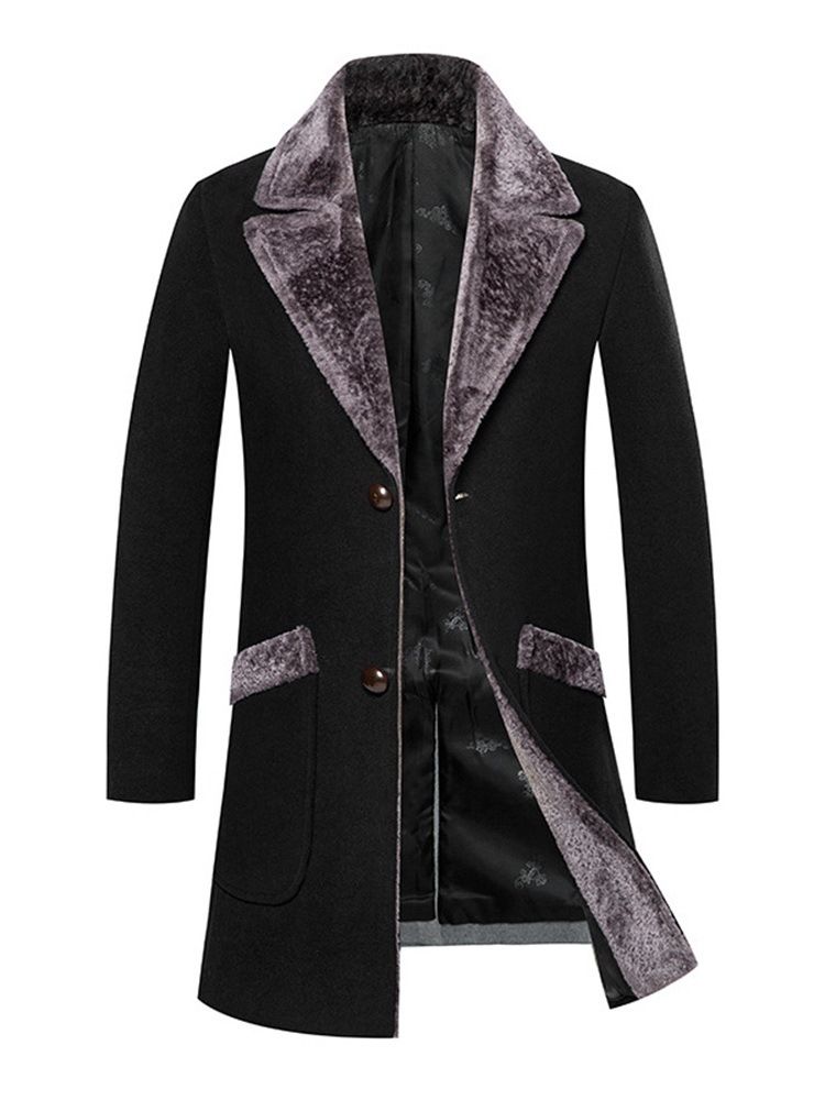 Lapel Pocket Mid-Längd Korean Winter Coat