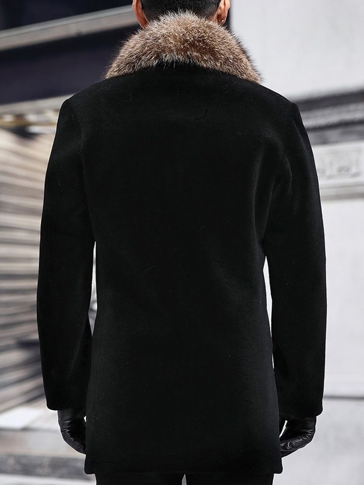 Mellanlångt Lapptäcke Med Skårad Lapel Höst Slimmad Kappa För Män
