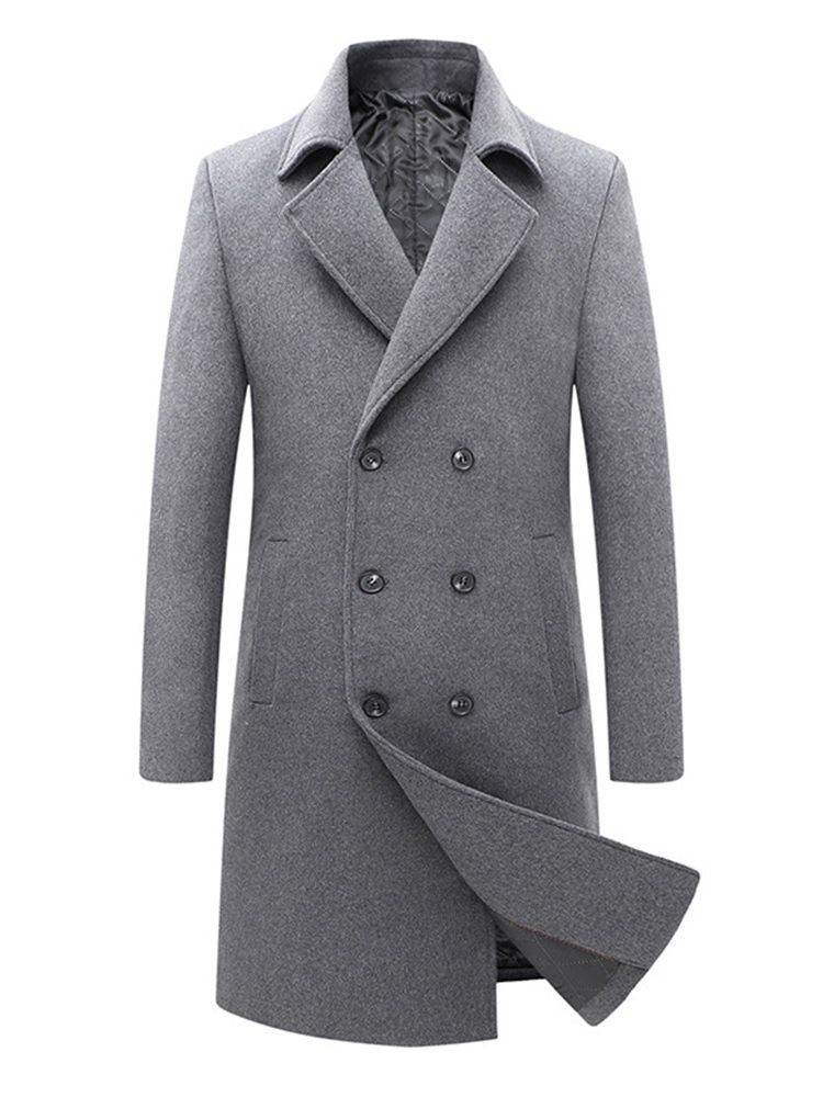 Plain Button Lapel England Dubbelknäppt Kappa