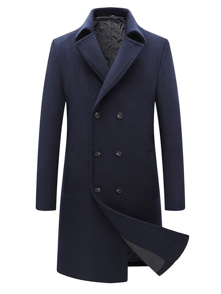 Plain Button Lapel England Dubbelknäppt Kappa