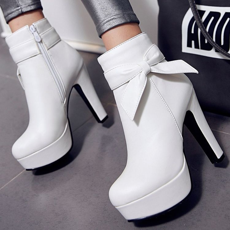 Charmiga Bowtie Platform Knight Stövlar Boots