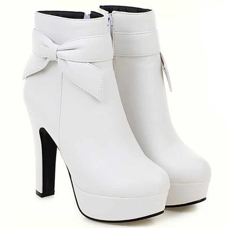 Charmiga Bowtie Platform Knight Stövlar Boots