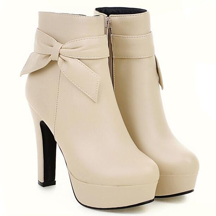 Charmiga Bowtie Platform Knight Stövlar Boots