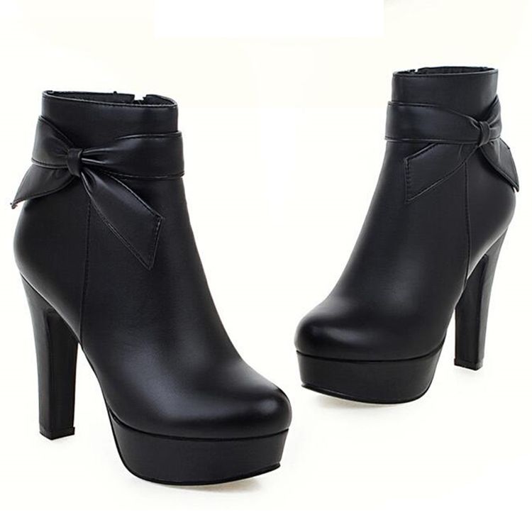 Charmiga Bowtie Platform Knight Stövlar Boots