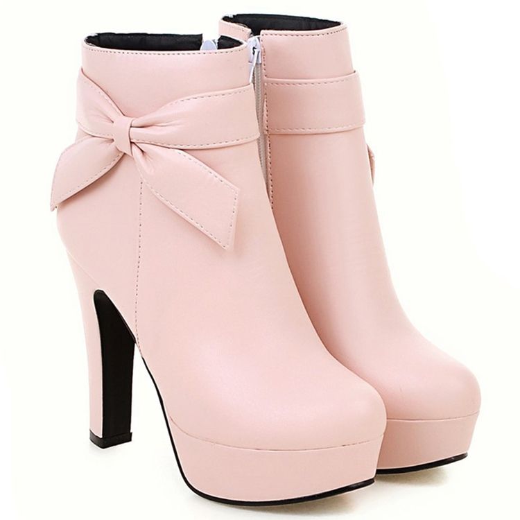 Charmiga Bowtie Platform Knight Stövlar Boots