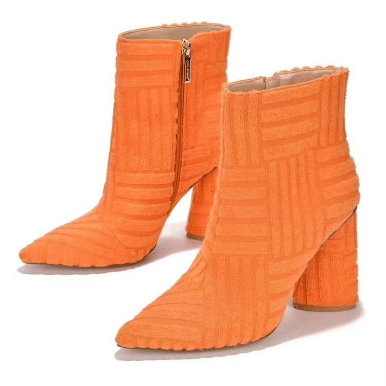 Chunky Heel Vanlig Spetsad Tå Western Högklackat Stövlar Boots