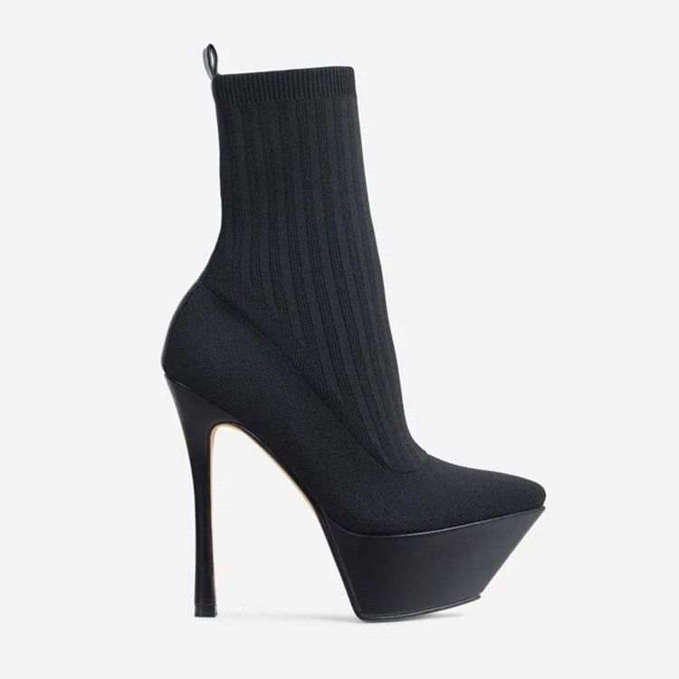 Slip-On Enkla Västerländska Stövlar Med Spetsig Tå