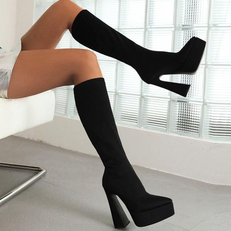 Slip-On Spetsiga Tå Plain Stövlar