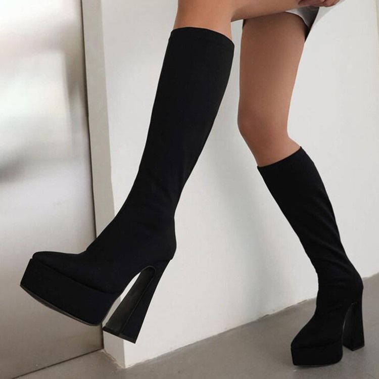 Slip-On Spetsiga Tå Plain Stövlar