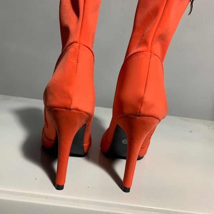 Stilettklack Peep Toe Sida Dragkedja Westernstövlar