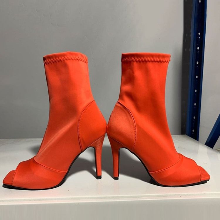 Stilettklack Peep Toe Sida Dragkedja Westernstövlar