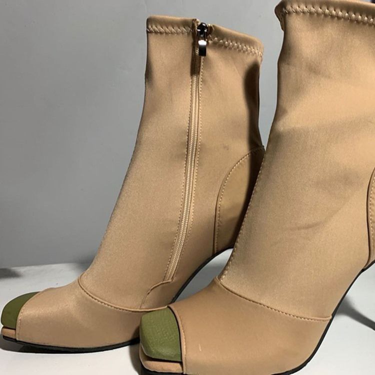 Stilettklack Peep Toe Sida Dragkedja Westernstövlar