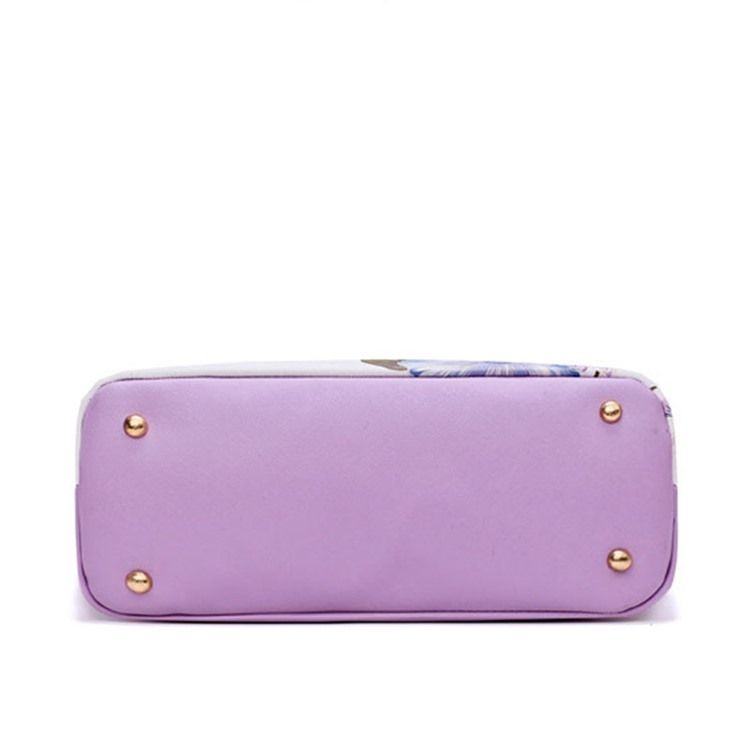 Blommig Pu Print Bag Set