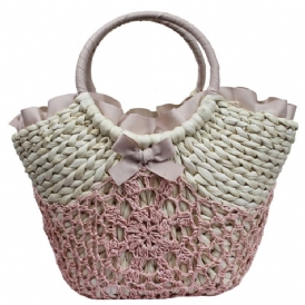 Casual Bowknot Crochet Straw Handväska