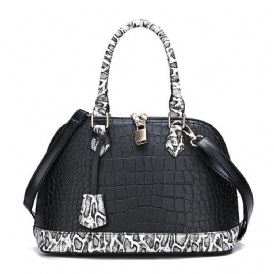 Leopard Print Serpentine Embossing Shell Handväska
