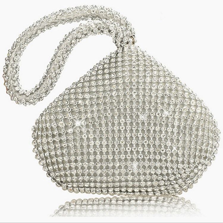 Mode Diamond Bankett Handväskor Satin Tygväskor